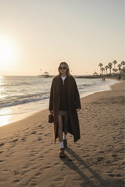 Toridas Kışlık Astarlı Detaylı Kadın Kaşmir Kaban