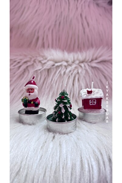 iky aksesuar مجموعة شموع رأس السنة الجديدة مكونة من 3 قطع صغيرة