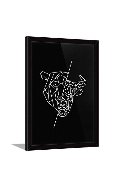 ALAYRA International ملصق حائط ALAYRA لسوق الأسهم (الثور والدب) مع إطار، ملصق...