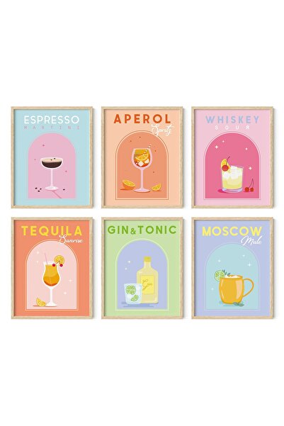ALAYRA International ALAYRA Alcohol Framed Wall Art - Set of 6 Preppy Wall De...