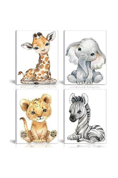 ALAYRA International ALAYRA Safari Animals Nursery Decor,Pack of 4|8"x10",Fra...