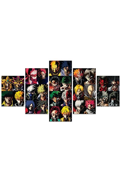 ALAYRA International ملصق أنمي ALAYRA من ون بيس، ماي هيرو أكاديميا، لوحة جدارية من 5 قطع، مطبوعة على قماش لوفي، ليزوكو، تانجيرو