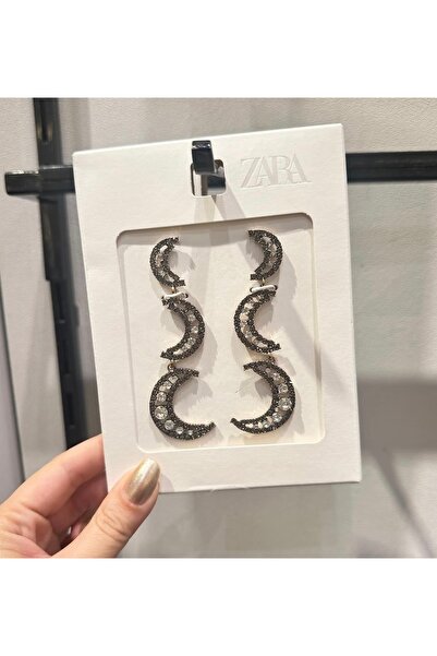 Xui Trend Marka Model Zra Sallantılı Çoklu Aylı Parlak Şık Küpe / Özel Seri T...