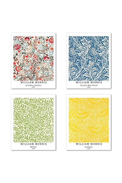 ALAYRA International مجموعة لوحات جدارية من ALAYRA، مطبوعات فنية جيكلي غير مؤطرة، 4 قطع، مقاس 11×14 بوصة، أعمال فنية زهرية، للمنزل