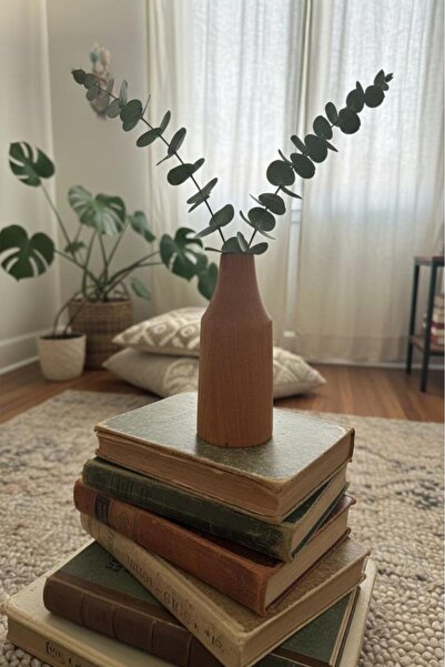 Atbyhome Ahşap Vazo Küçük Dekoratif Saksı 16 Cm