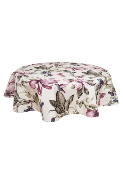 Bosfor Decor Față de masă rotundă, model floral, bumbac acoperit cu teflon, m...