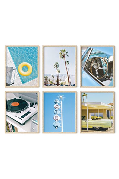 ALAYRA International مجموعة لوحات جدارية للسفر من ALAYRA - 6 ملصقات سفر مؤطرة إلى إيطاليا، فن جداري أوروبي، زهور عتيقة