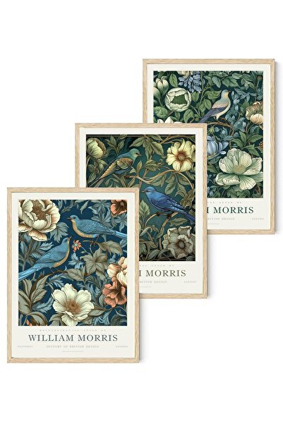 ALAYRA International ملصق عتيق من تصميم ويليام موريس، مكون من 3 قطع، باللون ا...