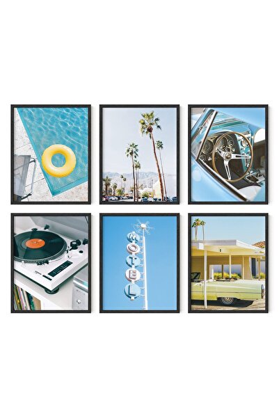 ALAYRA International مجموعة لوحات جدارية للسفر من ALAYRA - 6 ملصقات مؤطرة لإيطاليا، مطبوعات زهور أوروبية عتيقة، أمالفي