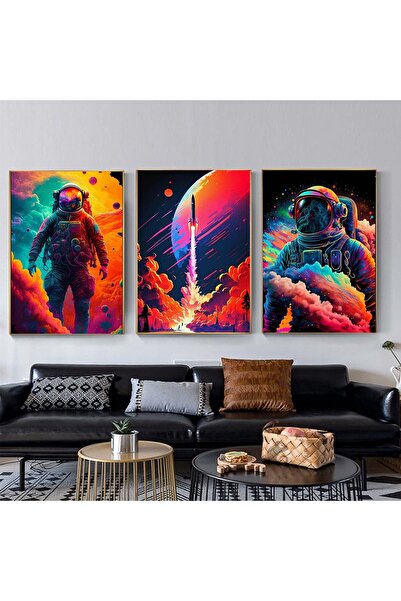 ALAYRA International لوحات فنية جدارية مطبوعة على قماش بتصميم رائد فضاء ملون من ALAYRA، مستوحاة من فن البوب، مناسبة للسفر إلى الفضاء.