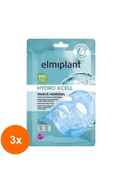 ELMIPLANT Set of 3 Hydrogel Face Mask, Hydro X-Cell, 25 ml