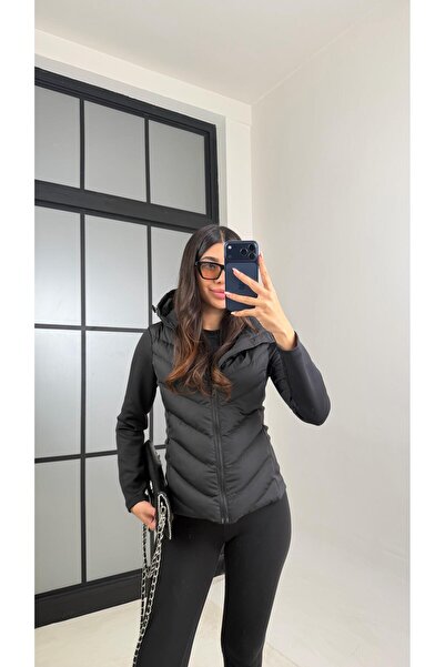 Gaus سترة قابلة للنفخ باللون الأسود بغطاء رأس ZR موديل GAUS-00880