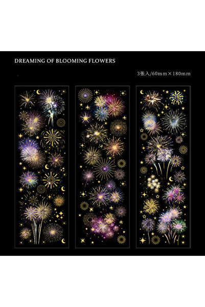 Choice ملصقات دي جورنام 3 قطع بتصميم الألعاب النارية مصنوعة من مادة PET، مثال...