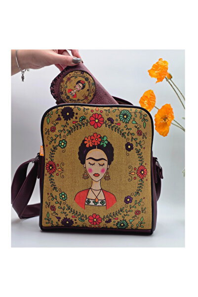 HOODİEMOUSE Frida Figured Large Postman Shoulder Bag Ethnic Bohemian Style Ba...