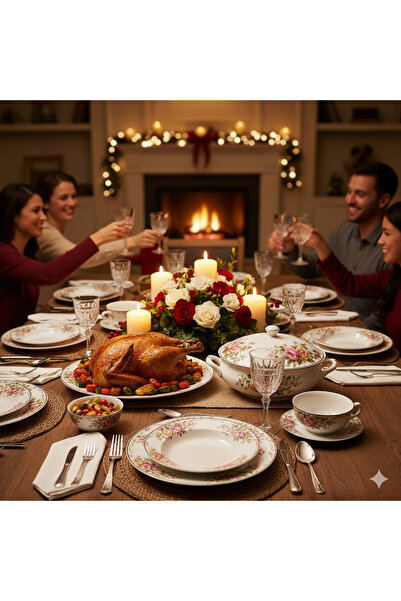 Tımmy Opal Dinner Set 58 Pieces – Premium Opalware Dining Set Design 6958 | Elegant Heat-Resistant Tableware
