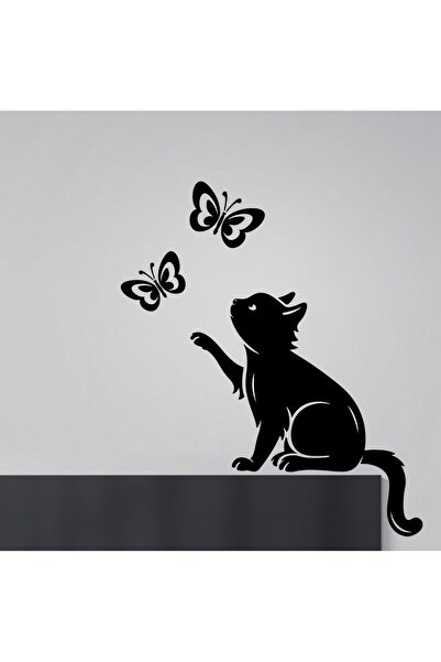 ALAYRA International ملصق حائط على شكل قطة وفراشة من ALAYRA، فن تزييني على شك...