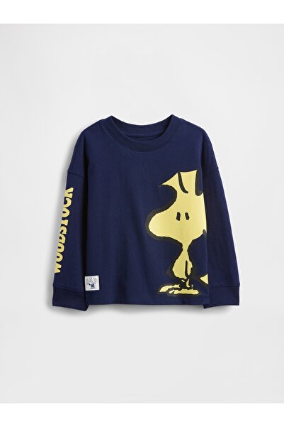 GAP Erkek Bebek Lacivert Peanuts Grafik Baskılı T-Shirt