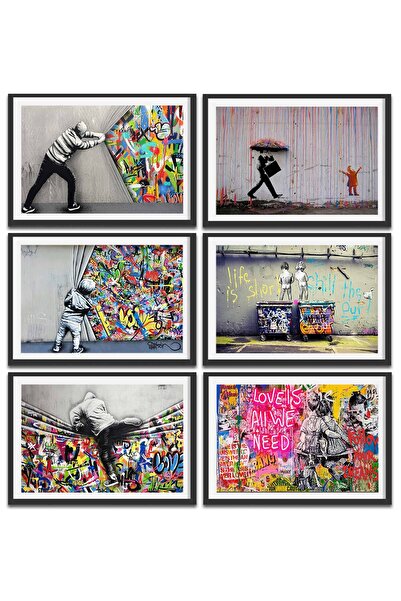 ALAYRA International ألايرا، 6 قطع، فن جداري بانكسي، ديكور جرافيتي كلاسيكي، و...
