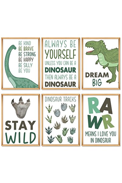 ALAYRA International ALAYRA a4 Dinosaur Canvas Wall Art Print, Jungle Dino Wa...