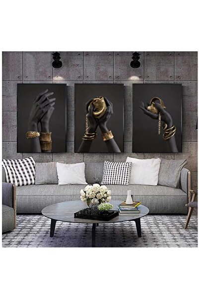 ALAYRA International لوحة قماشية مطبوعة عليها بصمة يد امرأة سوداء من تصميم أل...