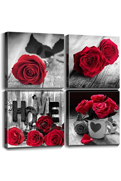 ALAYRA International ملصقات وردة حمراء من ألايرا لغرفة المعيشة، لوحات جدارية ...