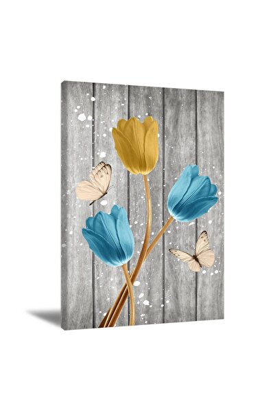 ALAYRA International لوحة جدارية ريفية من زهور التوليب من ألايرا، ملصق زهور التوليب، ديكور فني، عمل فني للفراشات، زهرة