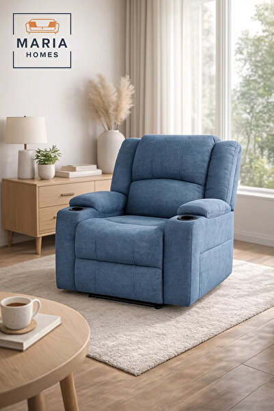 MARIA HOMES Comfort Recliner Armchair Blue Adjustable Lounge Chair with Footrest