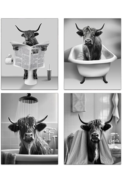 ALAYRA International لوحة جدارية على شكل بقرة هايلاند غربية من ALAYRA، ديكور ...