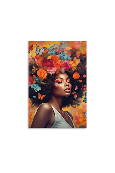 ALAYRA International ALAYRA African American Woman Canvas Wall Art Black Art ...