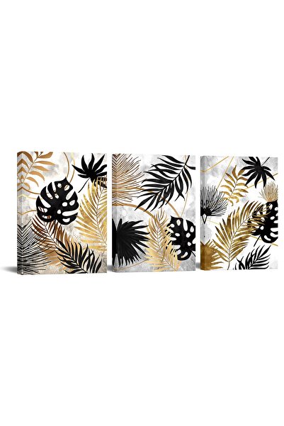 ALAYRA International لوحة جدارية من ثلاث قطع من قماش ألايرا، رسمة أوراق استوا...