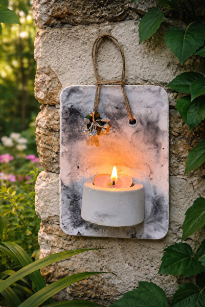 MumLook El Yapımı Beton Duvar Mumluğu – Bahçe & Balkon Dekoru, Tealight Uyuml...