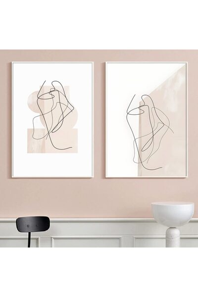 ALAYRA International لوحة جدارية تجريدية بيج من قماش ألايرا، ملصقات بوهو بيج،...