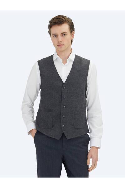 Kip Антрацит Слим фит Яка тип пеперуда Класически жилет