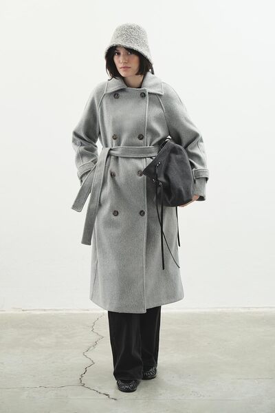 Hooopstore Premium Double-Breasted Cashmere Gray Coat