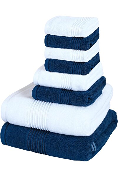 Home Dwell Venice Towel Set of 8 Blue and White