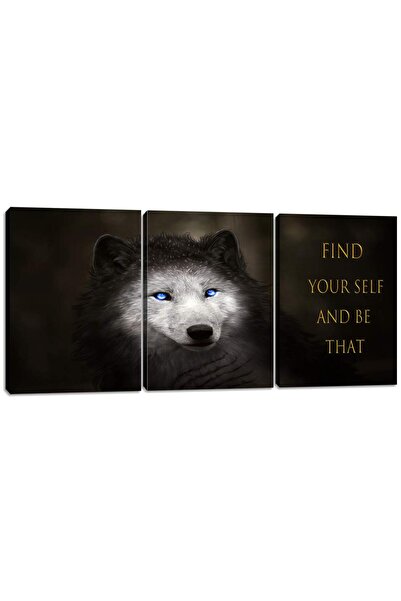 ALAYRA International لوحة جدارية تحفيزية من ثلاث قطع من ALAYRA، بتصميم ذئب، ع...