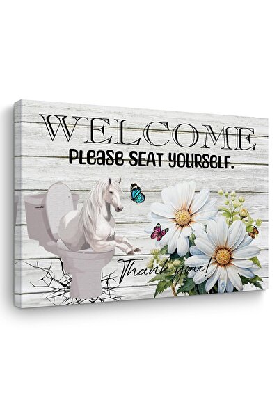 ALAYRA International ALAYRA Funny Horse Bathroom Decor Canvas Wall Art Wall D...