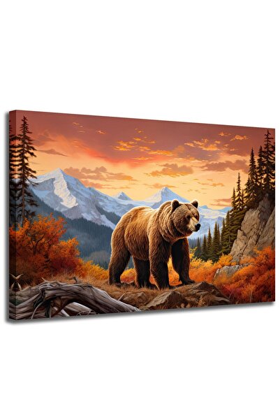 ALAYRA International لوحة جدارية تجريدية لحيوان من تصميم ألايرا، دب بني في ال...