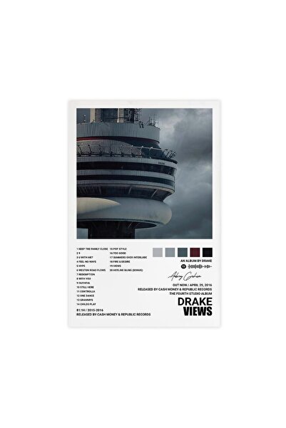 ALAYRA International ملصقات ألايرا دريك، ملصقات غلاف ألبوم Views، لوحات جدارية مطبوعة، ملصقات قماشية لتزيين الغرفة