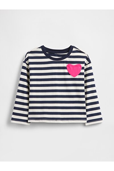 GAP Kız Bebek Lacivert Mix & Match Heart Cep T-Shirt
