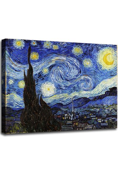 ALAYRA International لوحة جدارية من قماش "ليلة النجوم" للفنان فنسنت فان جوخ، ملصق صور مؤطرة للوحات كلاسيكية.