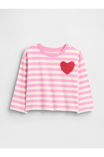 GAP Kız Bebek Pembe Mix & Match Heart Cep T-Shirt