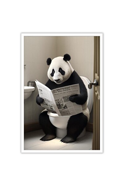 ALAYRA International ALAYRA Funny Panda Bathroom Canvas Wall Art Cute Panda I...