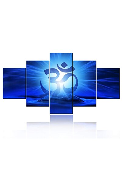 ALAYRA International لوحات إضاءة زرقاء من ALAYRA، صور رموز دينية لغرفة المعيشة، 5 قطع فنية جدارية من القماش