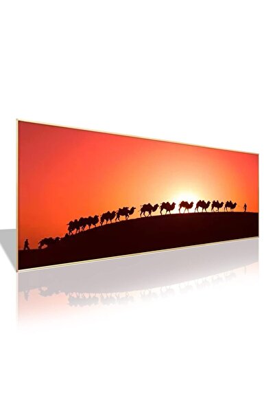 ALAYRA International لوحة جدارية قماشية من ALAYRA لتزيين المنزل، سلسلة صحراء دبي الحديثة، لوحة جدارية طويلة تصور جملاً يمشي