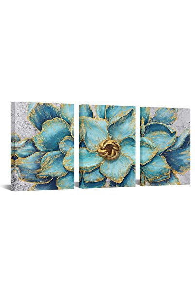 ALAYRA International لوحة جدارية من ثلاث قطع من ALAYRA، باللونين الأزرق المخض...