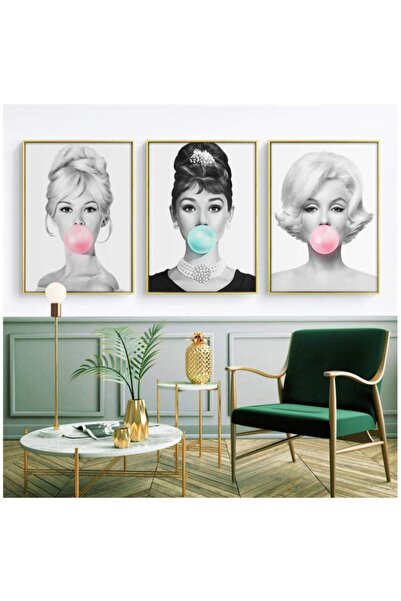 ALAYRA International لوحات جدارية قماشية من ALAYRA، ملصقات أزياء مستوحاة من أودري بابل غام، مطبوعات بريجيت باردو ومارلين مونرو