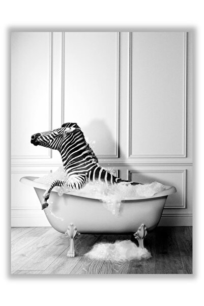 ALAYRA International ملصق حمام مرح من ALAYRA بتصميم حمار وحشي - بدون إطار (12...