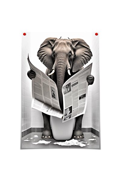 ALAYRA International لوحة جدارية قماشية مرحة للحمام من ALAYRA، تصور فيلًا يقر...