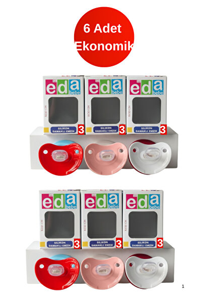ÖZ EDA Eda Bebe Kod 130(6 Adet) Silikon Ortodontik (Damaklı) Emzik - 3 Numara